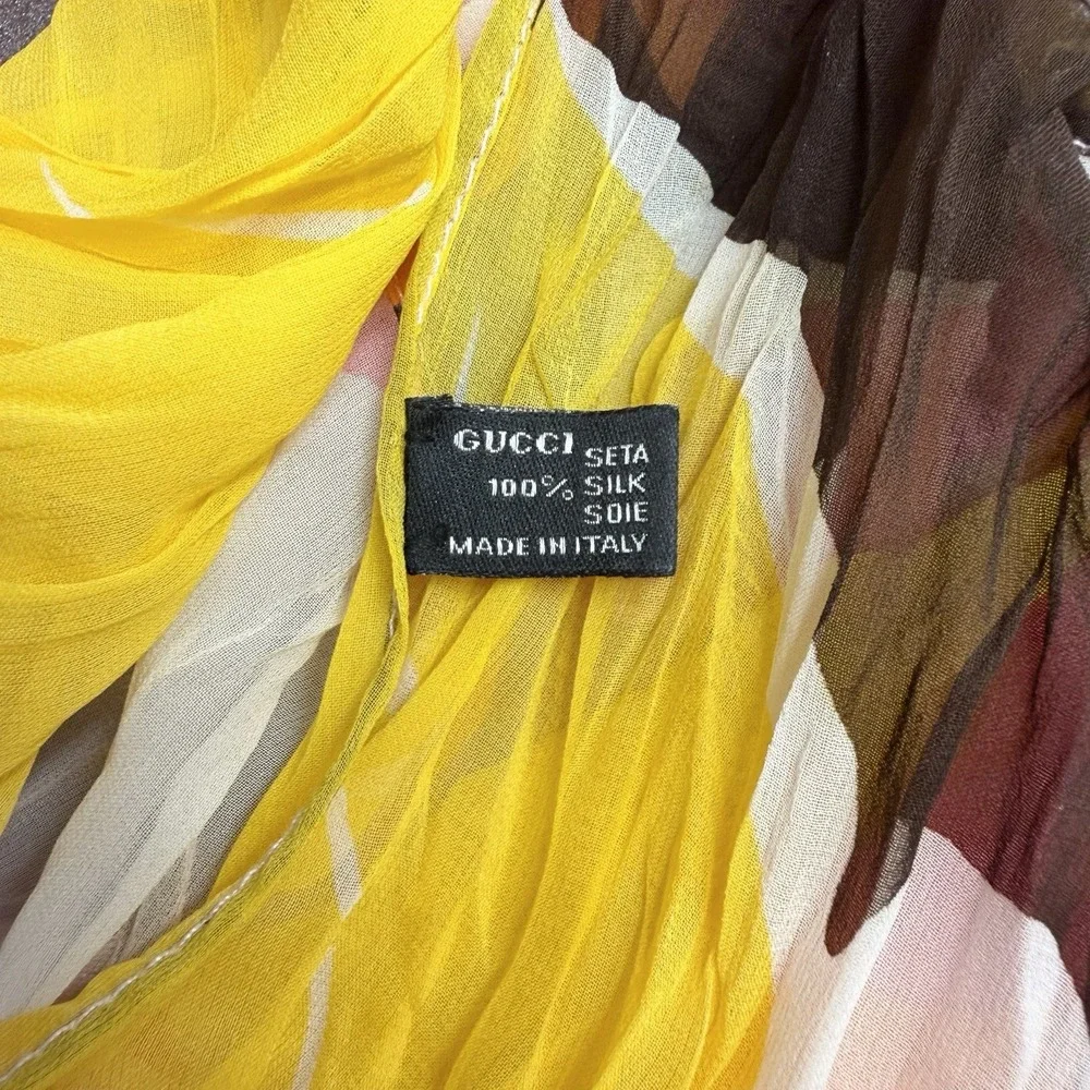 Vintage Gucci Tom Ford 100% Silk Floral Scarf Crinkled From 1999 Spring Summer